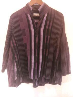 Habitat Clothes To Live In Purple Striped Seersucker Tunic Top Medium Lagenlook